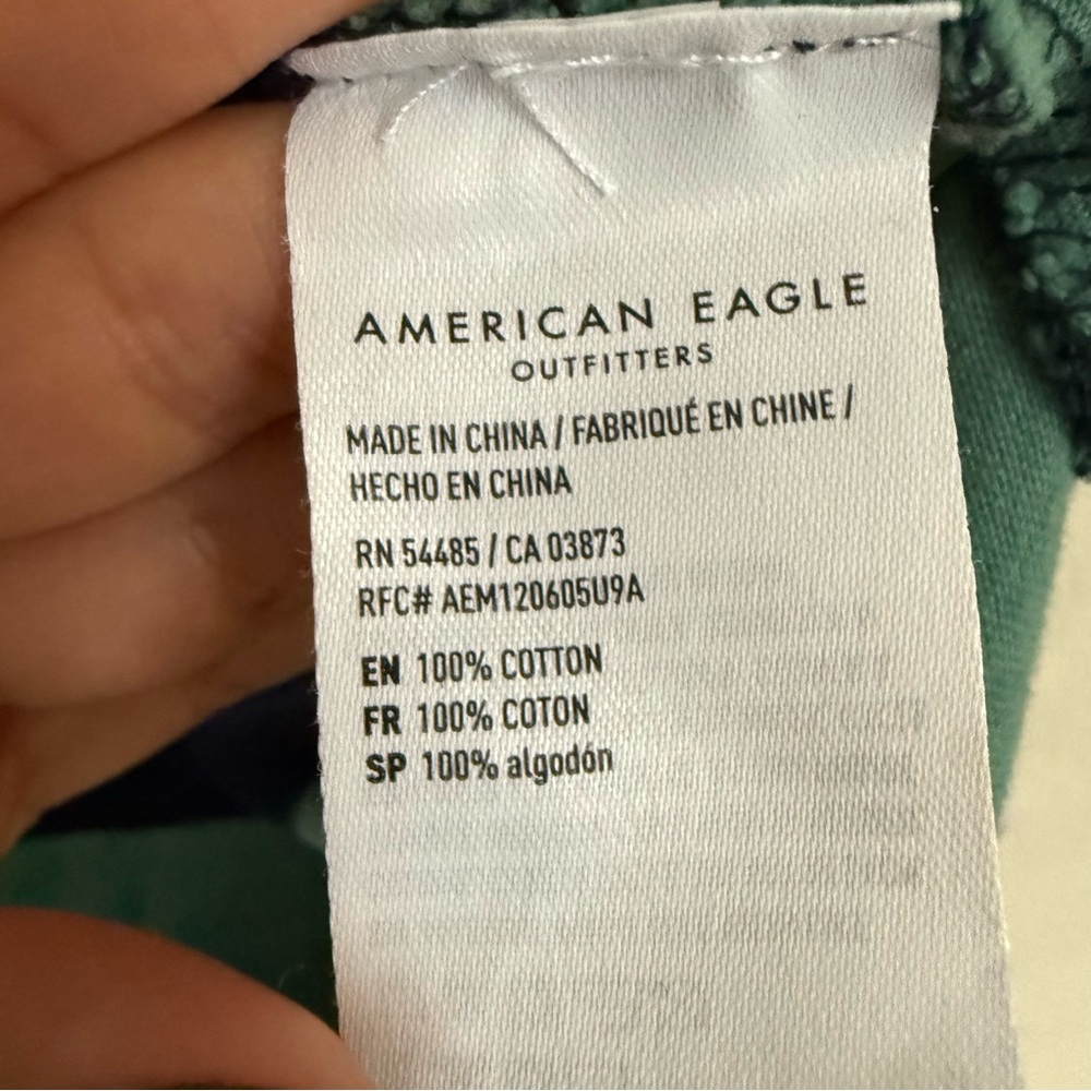 American Eagle Throwback Rugby Sweater Size L Cropped Preppy Cotton Academia - Picture 5 of 6